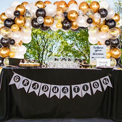 คลาสสิกสีดำทองชุดบอลลูนน้ำยางวันเกิดบอลลูนโซ่ตกแต่งห้องชุด, Classic Black Gold Latex Balloon Set