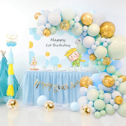 Macaron สีเขียวและสีฟ้าบอลลูนแพคเกจโซ่วันเกิดงานแต่งงานพื้นหลังตกแต่งบอลลูนผสม, Macaron Decoration Balloon Combination