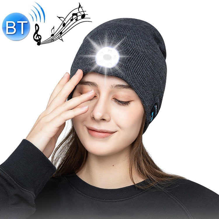 วิ่งกลางคืนกลางแจ้งตกปลากลางคืนไฟ LED ส่องสว่าง Bluetooth 5.0 หมวกถัก
