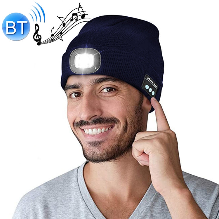 วิ่งกลางคืนกลางแจ้งตกปลากลางคืนไฟ LED ส่องสว่าง Bluetooth 5.0 หมวกถัก