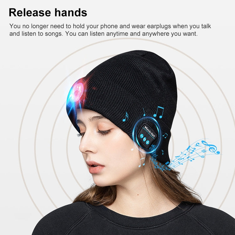 วิ่งกลางคืนกลางแจ้งตกปลากลางคืนไฟ LED ส่องสว่าง Bluetooth 5.0 หมวกถัก