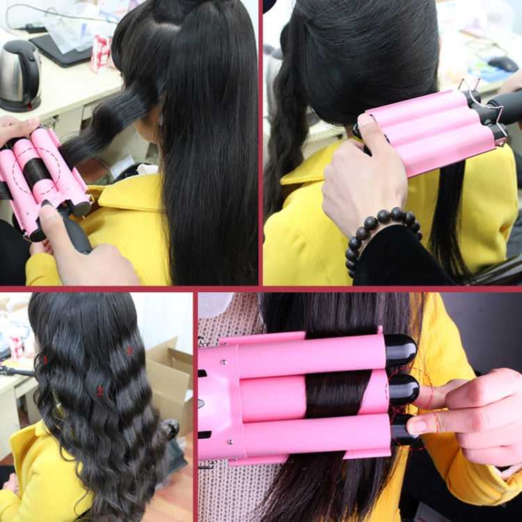 20-32m อัตโนมัติเซรามิค Splint Hair Curler 3 บาร์เรล Big Wave Hair Curling Iron เครื่องมือ, 32mm