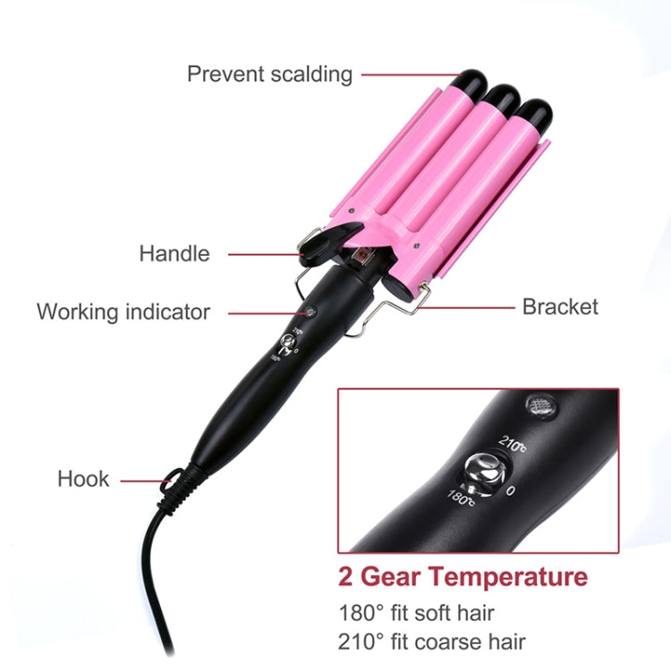 20-32m อัตโนมัติเซรามิค Splint Hair Curler 3 บาร์เรล Big Wave Hair Curling Iron เครื่องมือ, 32mm