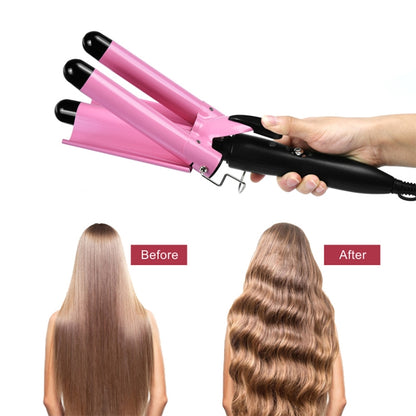20-32m อัตโนมัติเซรามิค Splint Hair Curler 3 บาร์เรล Big Wave Hair Curling Iron เครื่องมือ, 32mm