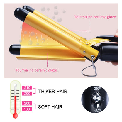 20-32m อัตโนมัติเซรามิค Splint Hair Curler 3 บาร์เรล Big Wave Hair Curling Iron เครื่องมือ, 32mm