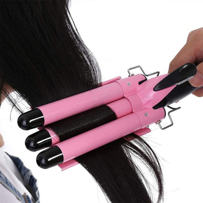 20-32m อัตโนมัติเซรามิค Splint Hair Curler 3 บาร์เรล Big Wave Hair Curling Iron เครื่องมือ, 32mm