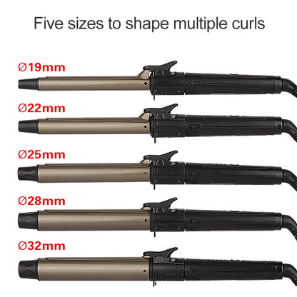 เครื่องม้วนผมนาโนไทเทเนียมพร้อมจอแสดงอุณหภูมิดิจิตอล LED, 19mm, 22mm, 25mm, 28mm, 32mm