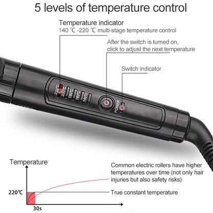 เครื่องม้วนผมนาโนไทเทเนียมพร้อมจอแสดงอุณหภูมิดิจิตอล LED, 19mm, 22mm, 25mm, 28mm, 32mm