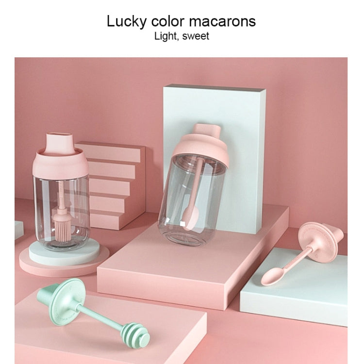 3 ชิ้น Macaron Ribbon ช้อนฝากันความชื้นหนึ่งขวดปรุงรสขวดแก้วปรุงรสพร้อมฉลาก, Seasoning Bottle, Honey Bottle, Brush Oil Bottle