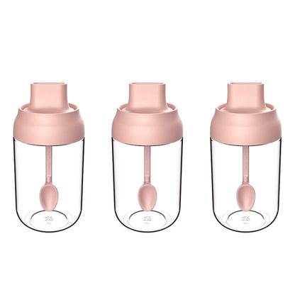 3 ชิ้น Macaron Ribbon ช้อนฝากันความชื้นหนึ่งขวดปรุงรสขวดแก้วปรุงรสพร้อมฉลาก, Seasoning Bottle, Honey Bottle, Brush Oil Bottle