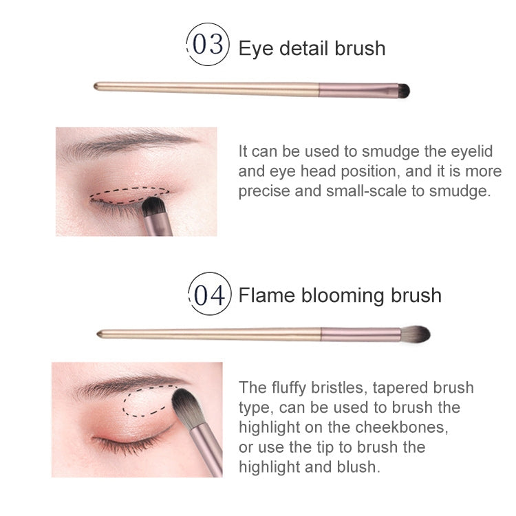 4 ชิ้น / เซ็ตแปรงแต่งหน้าแปรงอายแชโดว์ชุดแต่งหน้าตาผมนุ่มรายละเอียดแปรงแปรงรอยเปื้อนพร้อมถุงแปรง, Gold, Silver
