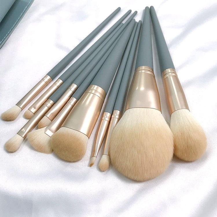 10 ชิ้น/เซ็ตแปรงแต่งหน้าข้าวโพดผ้าไหมเส้นใยผม Loose Powder แปรง Face และ Eye แปรงแต่งหน้า, Without Bag, With Blue Bag, With Silver Bag, With Pink Cylinder, With Green Cylinder, With Pink Zipper Bag