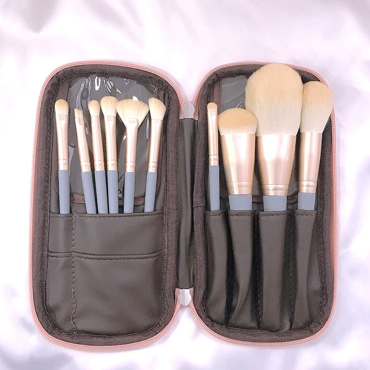 10 ชิ้น/เซ็ตแปรงแต่งหน้าข้าวโพดผ้าไหมเส้นใยผม Loose Powder แปรง Face และ Eye แปรงแต่งหน้า, Without Bag, With Blue Bag, With Silver Bag, With Pink Cylinder, With Green Cylinder, With Pink Zipper Bag