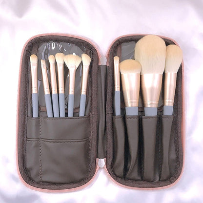 10 ชิ้น/เซ็ตแปรงแต่งหน้าข้าวโพดผ้าไหมเส้นใยผม Loose Powder แปรง Face และ Eye แปรงแต่งหน้า, Without Bag, With Blue Bag, With Silver Bag, With Pink Cylinder, With Green Cylinder, With Pink Zipper Bag