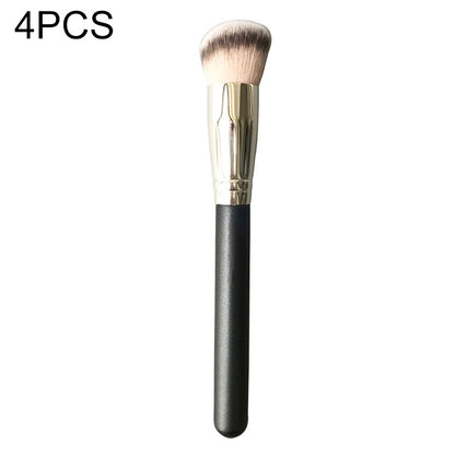 แปรงแต่งหน้าผมไฟเบอร์ 4 ชิ้นแปรงรองพื้นด้ามไม้, 191 Foundation Brush, 270 Concealer Brush, 170 Diagonal Foundation Brush