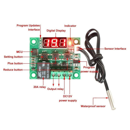 DC 12V W1209 Digital Cool/ความร้อนอุณหภูมิเครื่องวัดอุณหภูมิเครื่องวัดอุณหภูมิสวิตช์เปิด/ปิด-50-110C + w1209 กรณีกล่องอะคริลิค