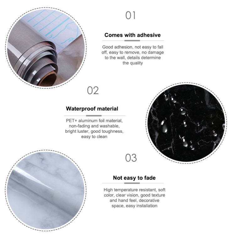 215421210W รูปแบบหินอ่อน Bright สีตกแต่งเฟอร์นิเจอร์ Self-Adhesive Wall Paper ตู้ฟิล์มกันน้ำ