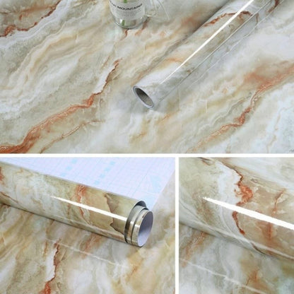215421210W รูปแบบหินอ่อน Bright สีตกแต่งเฟอร์นิเจอร์ Self-Adhesive Wall Paper ตู้ฟิล์มกันน้ำ