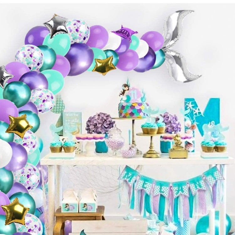 Golden Square ชิ้น Confetti บอลลูนชุด Ocean Theme Mermaid Party บอลลูนตกแต่งชุด, Balloon Decoration Set