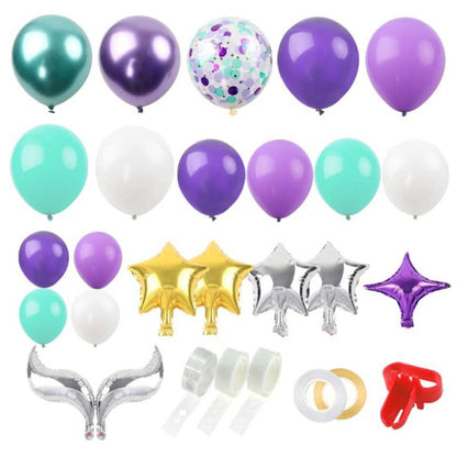 Golden Square ชิ้น Confetti บอลลูนชุด Ocean Theme Mermaid Party บอลลูนตกแต่งชุด, Balloon Decoration Set