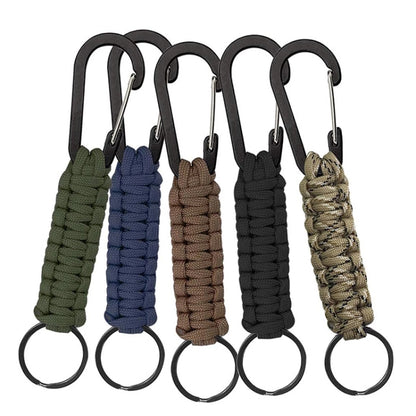 พวงกุญแจเชือกไนล่อนอเนกประสงค์กลางแจ้ง Carabiner, Nylon Umbrella Rope(Army green), Nylon Umbrella Rope(Black), Nylon Umbrella Rope(Brown), Nylon Umbrella Rope(Deep Blue)