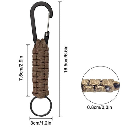 พวงกุญแจเชือกไนล่อนอเนกประสงค์กลางแจ้ง Carabiner, Nylon Umbrella Rope(Army green), Nylon Umbrella Rope(Black), Nylon Umbrella Rope(Brown), Nylon Umbrella Rope(Deep Blue)