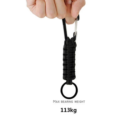 พวงกุญแจเชือกไนล่อนอเนกประสงค์กลางแจ้ง Carabiner, Nylon Umbrella Rope(Army green), Nylon Umbrella Rope(Black), Nylon Umbrella Rope(Brown), Nylon Umbrella Rope(Deep Blue)
