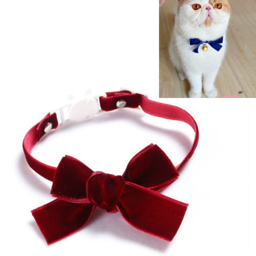 5 ชิ้นกำมะหยี่ Bowknot ปรับปลอกคอสัตว์เลี้ยงแมวสุนัขกระต่าย Bow Tie อุปกรณ์เสริม, S 17-30cm Bowknot, S 17-30cm Bowknot With Bell
