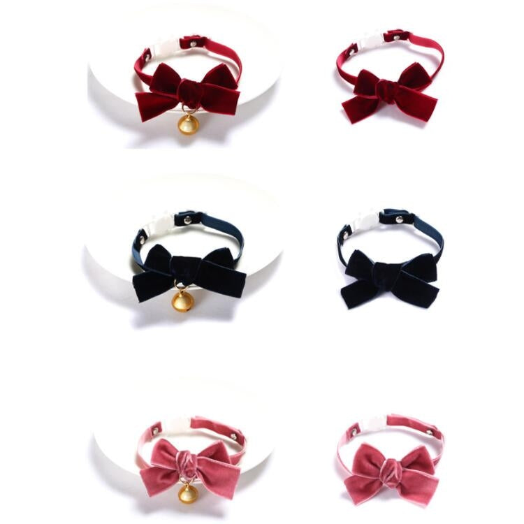 5 ชิ้นกำมะหยี่ Bowknot ปรับปลอกคอสัตว์เลี้ยงแมวสุนัขกระต่าย Bow Tie อุปกรณ์เสริม, S 17-30cm Bowknot, S 17-30cm Bowknot With Bell