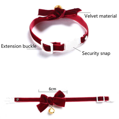 5 ชิ้นกำมะหยี่ Bowknot ปรับปลอกคอสัตว์เลี้ยงแมวสุนัขกระต่าย Bow Tie อุปกรณ์เสริม, S 17-30cm Bowknot, S 17-30cm Bowknot With Bell