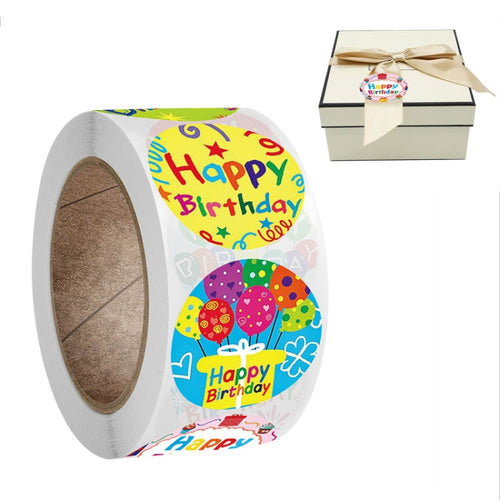 A-148 10 ชิ้นสติ๊กเกอร์กลมสุขสันต์วันเกิดฉลากของขวัญวันหยุดสติกเกอร์ปิดผนึกขนาด: 2.5 ซม. / 1 นิ้ว, A-148 Sticker