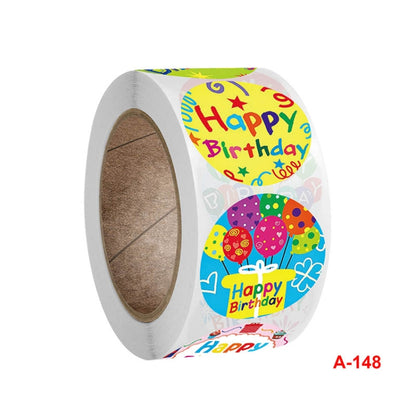 A-148 10 ชิ้นสติ๊กเกอร์กลมสุขสันต์วันเกิดฉลากของขวัญวันหยุดสติกเกอร์ปิดผนึกขนาด: 2.5 ซม. / 1 นิ้ว, A-148 Sticker