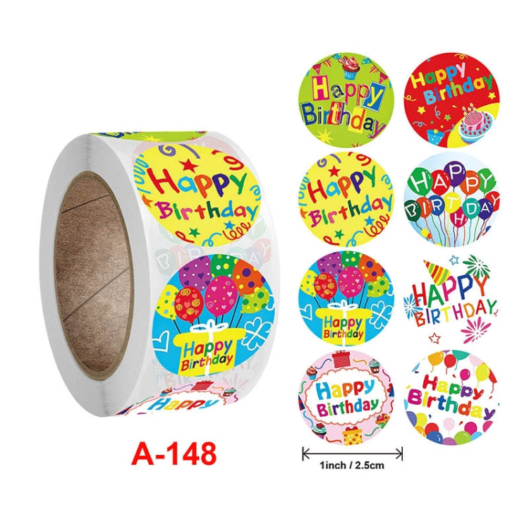 A-148 10 ชิ้นสติ๊กเกอร์กลมสุขสันต์วันเกิดฉลากของขวัญวันหยุดสติกเกอร์ปิดผนึกขนาด: 2.5 ซม. / 1 นิ้ว, A-148 Sticker