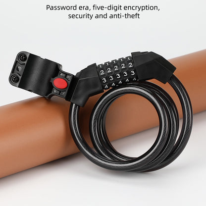 จักรยานรหัสป้องกันการโจรกรรมล็อคจักรยานห้าหลักแบบพกพา Bold และสายเหล็กยาวพร้อมวงเล็บล็อครถ, Anti-Theft Code Lock