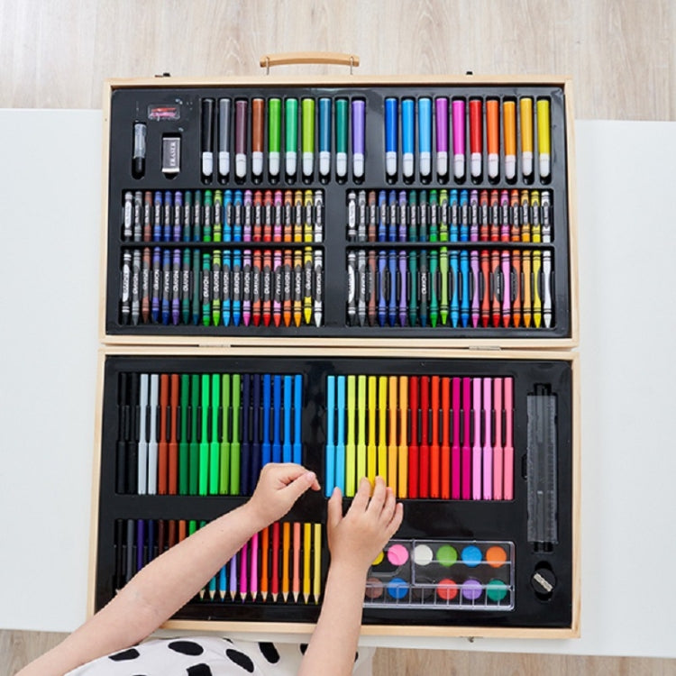 ภาพวาดกล่องไม้ปากกาสีสันสดใสชุดอุปกรณ์ศิลปะโรงเรียนสำหรับเด็ก, 180 in 1