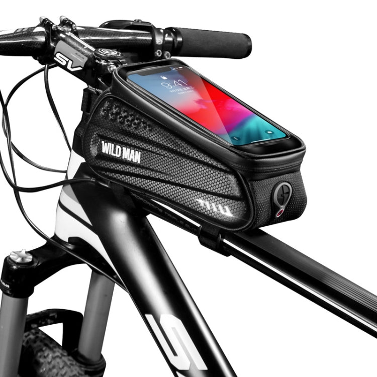 WILD MAN ES3 Hard Shell กระเป๋าจักรยานด้านหน้ากระเป๋าจักรยานเสือภูเขาโทรศัพท์มือถือหน้าจอสัมผัสกระเป๋าท่อด้านบนอุปกรณ์ขี่, ES3 (Black)
