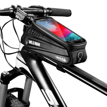WILD MAN ES3 Hard Shell กระเป๋าจักรยานด้านหน้ากระเป๋าจักรยานเสือภูเขาโทรศัพท์มือถือหน้าจอสัมผัสกระเป๋าท่อด้านบนอุปกรณ์ขี่, ES3 (Black)