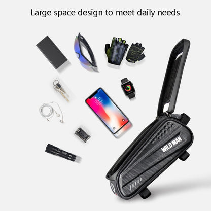 WILD MAN ES3 Hard Shell กระเป๋าจักรยานด้านหน้ากระเป๋าจักรยานเสือภูเขาโทรศัพท์มือถือหน้าจอสัมผัสกระเป๋าท่อด้านบนอุปกรณ์ขี่, ES3 (Black)