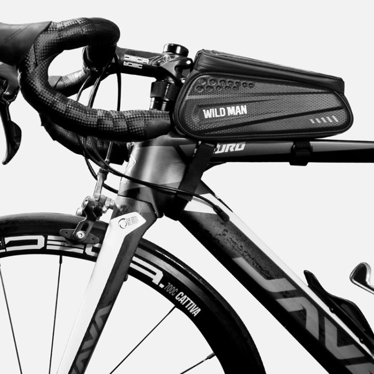 WILD MAN ES3 Hard Shell กระเป๋าจักรยานด้านหน้ากระเป๋าจักรยานเสือภูเขาโทรศัพท์มือถือหน้าจอสัมผัสกระเป๋าท่อด้านบนอุปกรณ์ขี่, ES3 (Black)