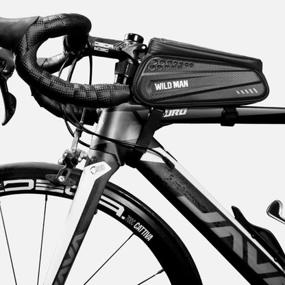 WILD MAN ES3 Hard Shell กระเป๋าจักรยานด้านหน้ากระเป๋าจักรยานเสือภูเขาโทรศัพท์มือถือหน้าจอสัมผัสกระเป๋าท่อด้านบนอุปกรณ์ขี่, ES3 (Black)
