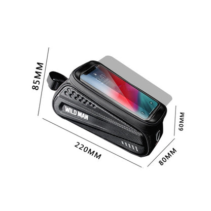 WILD MAN ES3 Hard Shell กระเป๋าจักรยานด้านหน้ากระเป๋าจักรยานเสือภูเขาโทรศัพท์มือถือหน้าจอสัมผัสกระเป๋าท่อด้านบนอุปกรณ์ขี่, ES3 (Black)