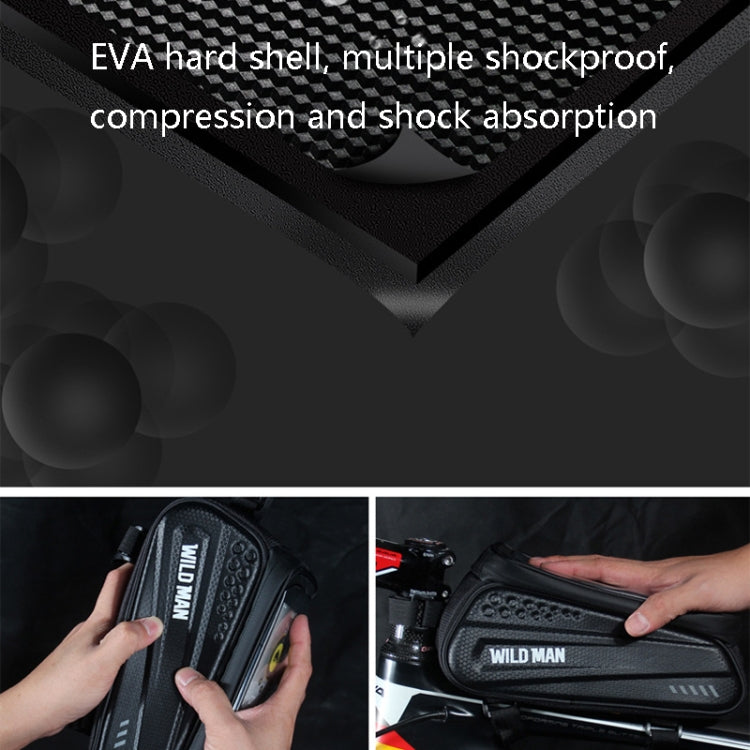 WILD MAN ES3 Hard Shell กระเป๋าจักรยานด้านหน้ากระเป๋าจักรยานเสือภูเขาโทรศัพท์มือถือหน้าจอสัมผัสกระเป๋าท่อด้านบนอุปกรณ์ขี่, ES3 (Black)