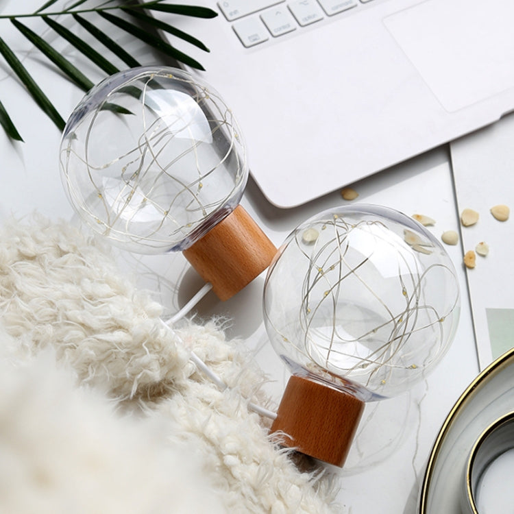 Star Moon Night Light USB ฐานไม้ LED บรรยากาศ, Round Base