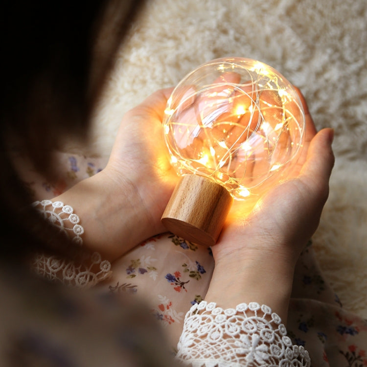 Star Moon Night Light USB ฐานไม้ LED บรรยากาศ, Round Base