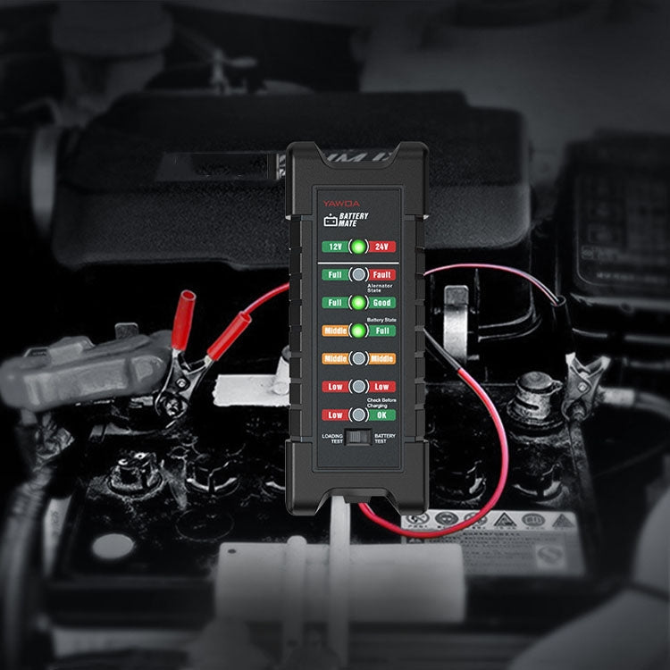 YAWOA BM410 เก็บเครื่องทดสอบแบตเตอรี่ 12V/24V โหลดทดสอบ LED สมาร์ทรถเครื่องทดสอบแบตเตอรี่คลิป, BM410