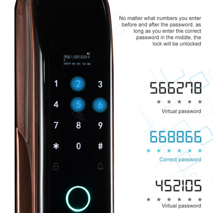 สมาร์ท Wifi ป้องกันการโจรกรรมลายนิ้วมือรหัสผ่านล็อคโทรศัพท์มือถือการควบคุมระยะไกลล็อคประตูอิเล็กทรอนิกส์ล็อคการ์ดแม่เหล็ก, SM-SL808 Automatic Black, SM-SL808 Automatic Bronze