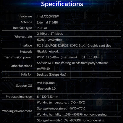 CF-AX200 SE 3000Mbps PCI-E การ์ดเครือข่ายไร้สาย Bluetooth ความถี่คู่ความถี่คู่