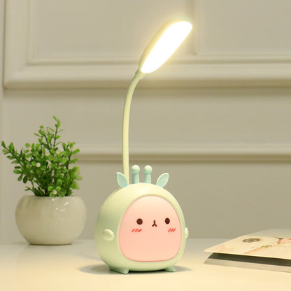 YW2021 การ์ตูนน่ารัก LED โคมไฟตั้งโต๊ะป้องกันดวงตาห้องนอนหอพักนักเรียนพับโคมไฟตั้งโต๊ะอ่านหนังสือ, Blue Lamb