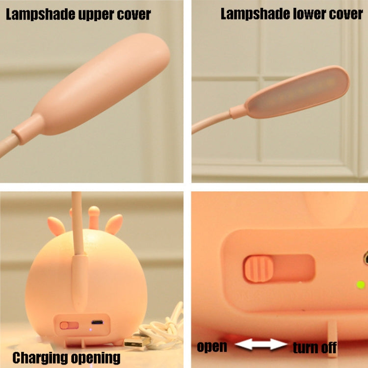 YW2021 การ์ตูนน่ารัก LED โคมไฟตั้งโต๊ะป้องกันดวงตาห้องนอนหอพักนักเรียนพับโคมไฟตั้งโต๊ะอ่านหนังสือ, Blue Lamb