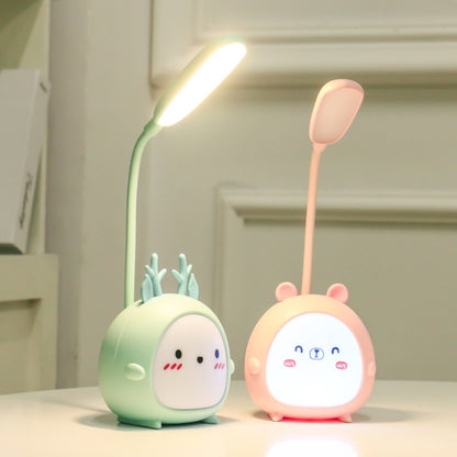 YW2021 การ์ตูนน่ารัก LED โคมไฟตั้งโต๊ะป้องกันดวงตาห้องนอนหอพักนักเรียนพับโคมไฟตั้งโต๊ะอ่านหนังสือ, Blue Lamb